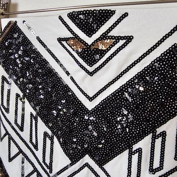 EUC EXPRESS SEQUINED MINI SKIRT GEOMETRIC PATTERN SIZE M - Picture 4 of 14